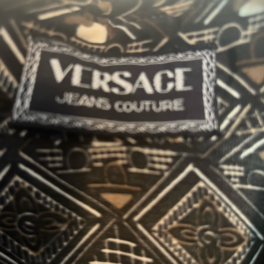 Versace.Geometric Patterned Black and Brown Shirt - Picture 3 of 9